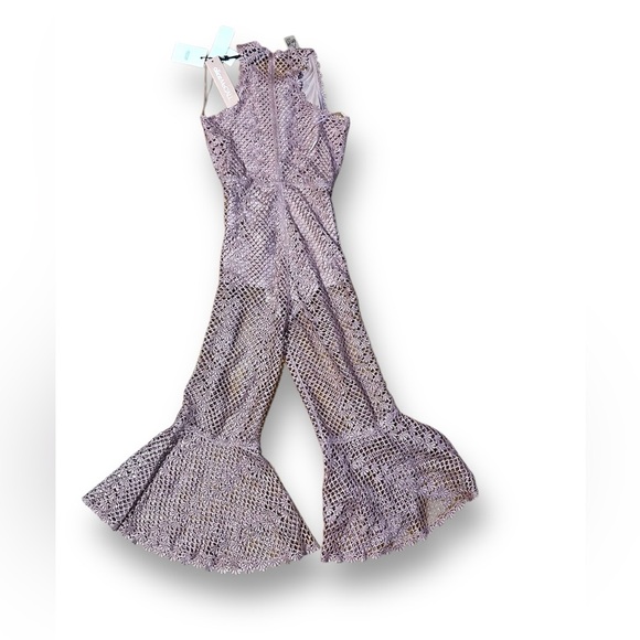 Alice McCall Rouge pink Boogie Nights Cropped Metallic Crocheted Jumpsuit Size 0 - Picture 12 of 12